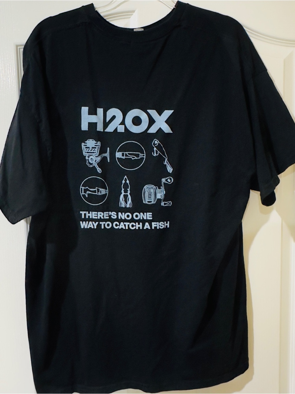 Gildan Black Short Sleeve H2OX Fishing Graphic T-shirt XXL